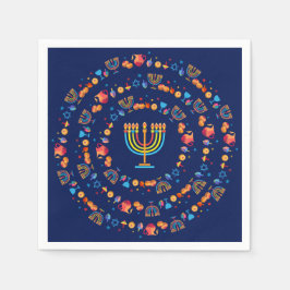 Hanukkiah Gelukkig Hanukkah Joods dreidel Menorah Servet
