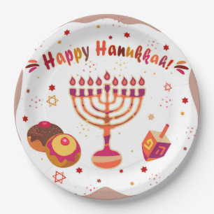 Hanukkiah Gelukkig Hanukkah Joodse Vintage Menorah Papieren Bordje