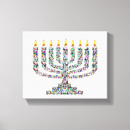 Hanukkiah gemaakt met edelstenen op canvasprint canvas afdruk