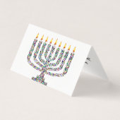 Hanukkiah gemaakt met Gemstenen Folded Card Kaart (Voorkant)