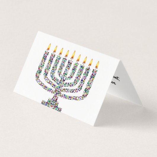 Hanukkiah gemaakt met Gemstenen Folded Card Kaart (Voorkant)