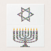 Hanukkiah gemaakt met Gemstenen Folded Card Kaart (Buitenkant ongevouwen)
