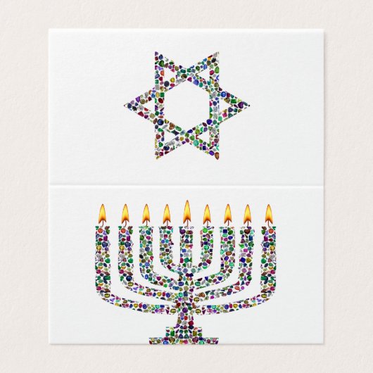 Hanukkiah gemaakt met Gemstenen Folded Card Kaart (Buitenkant ongevouwen)