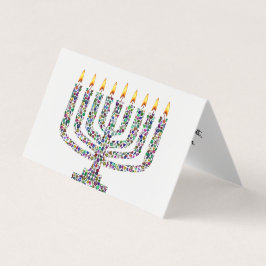 Hanukkiah gemaakt met Gemstenen Folded Card Kaart