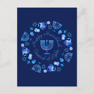 Hanukkiah Happy Hanukkah Jewish Holiday Menorah Briefkaart