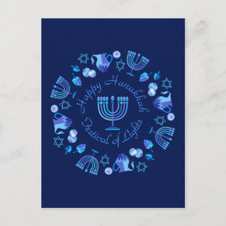 Hanukkiah Happy Hanukkah Jewish Holiday Menorah Briefkaart