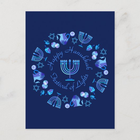 Hanukkiah Happy Hanukkah Jewish Holiday Menorah Briefkaart (Voorkant)