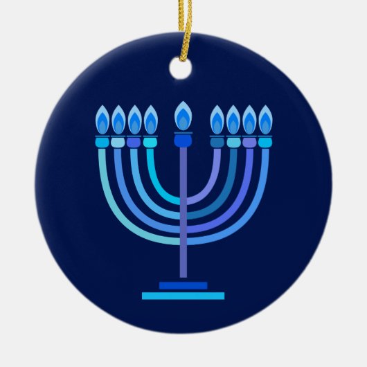 Hanukkiah Happy Hanukkah Jewish Holiday Menorah Keramisch Ornament (Voorkant)