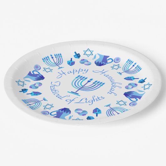 Hanukkiah Happy Hanukkah Jewish Holiday Menorah Papieren Bordje (Gekanteld)