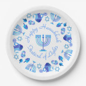 Hanukkiah Happy Hanukkah Jewish Holiday Menorah Papieren Bordje (Voorkant)