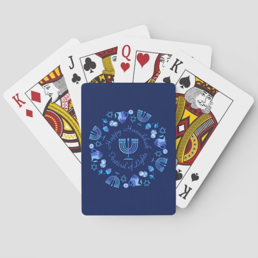 Hanukkiah Happy Hanukkah Jewish Holiday Menorah Pokerkaarten (Achterkant)