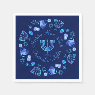 Hanukkiah Happy Hanukkah Jewish Holiday Menorah Servet