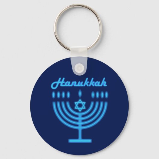 Hanukkiah Happy Hanukkah Jewish Holiday Menorah Sleutelhanger (Voorkant)