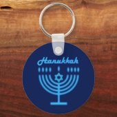Hanukkiah Happy Hanukkah Jewish Holiday Menorah Sleutelhanger (Voorkant)
