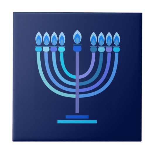 Hanukkiah Happy Hanukkah Jewish Holiday Menorah Tegeltje (Voorkant)