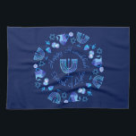 Hanukkiah Happy Hanukkah Jewish Holiday Menorah Theedoek<br><div class="desc">Chanoeka Symbool. Gelukkig Chanoeka Party Joodse Vakantie Blauwe Menora. Joodse vakantie Chanoeka Decoratie met traditionele Chanuka decoratief symbool - Marine Blauwe kleur hanukkiah menorah, kandelaar met kaarsen, ster van David en neon blauwe gloeiende lichten illustratie. Chanoeka Festival van lichten Evenement Decoratie. Jeruzalem, Israël. Home > Keuken & Dineren > Tafel...</div>