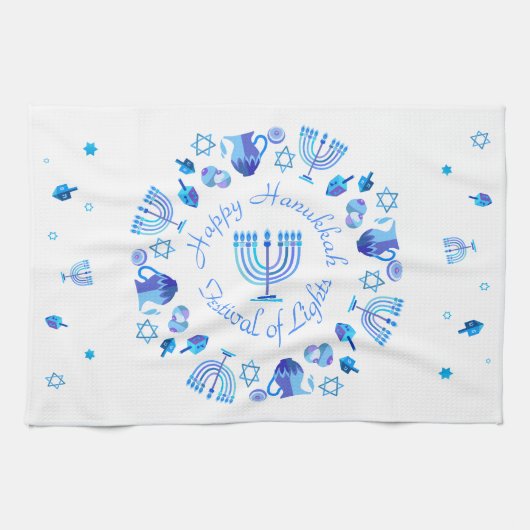 Hanukkiah Happy Hanukkah Jewish Holiday Menorah Theedoek (Horizontaal)