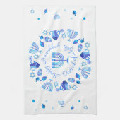 Hanukkiah Happy Hanukkah Jewish Holiday Menorah Theedoek (Verticaal)