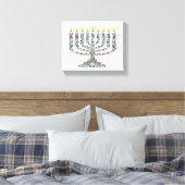 Hanukkiah made with Gems Stretched Canvas Print (Insitu (Slaapkamer))