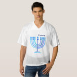 Hanukkiah Monogram Hanukkah Jewish Holiday Menorah Heren Football Jersey<br><div class="desc">Monogram. Hanoekiah-symbool. Happy Hanukkah Party Jewish Holiday Blue Menorah. Jewish Holiday Chanukkah Decoratie met traditioneel Chanoekanesymbool: Navy Blue color hanukkiah menorah, kandlestik met kaarsen, ster van David en neon blue ggloed illusie. Hanukkah Festival of light Event Decoration, Sports. Jeruzalem, Israël. Kleding en schokken > Mannen > Kleding > Topjes &...</div>