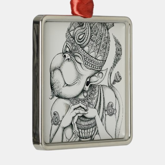 Hanuman, aap God Metalen Ornament (Rechts)