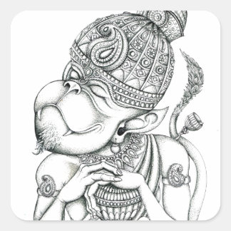 Hanuman, aap God Vierkante Sticker