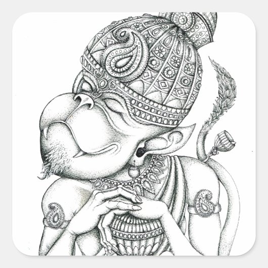 Hanuman, aap God Vierkante Sticker (Voorkant)