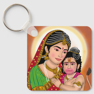 Hanuman & Anjana Mata Sleutelhanger
