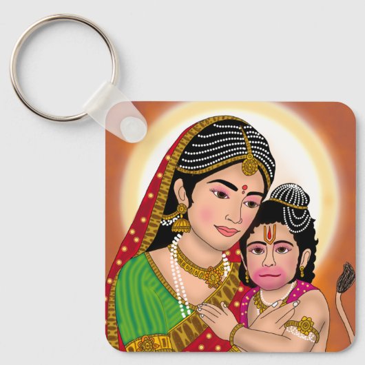 Hanuman & Anjana Mata Sleutelhanger (Voorkant)