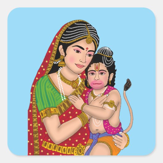 Hanuman & Anjana Mata Stickers (Voorkant)