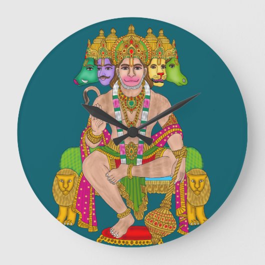 Hanuman Ji Clock | Hindoe Lord Hanuman Spiritueel Grote Klok (Voorkant)