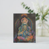 Hanuman Mediterend Regenboog Zwart Portret Schilde Briefkaart (Staand voorkant)