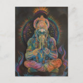 Hanuman Mediterend Regenboog Zwart Portret Schilde Briefkaart (Voorkant)