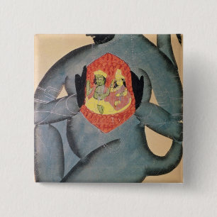 Hanuman onthult Rama en Sita Vierkante Button 5,1 Cm