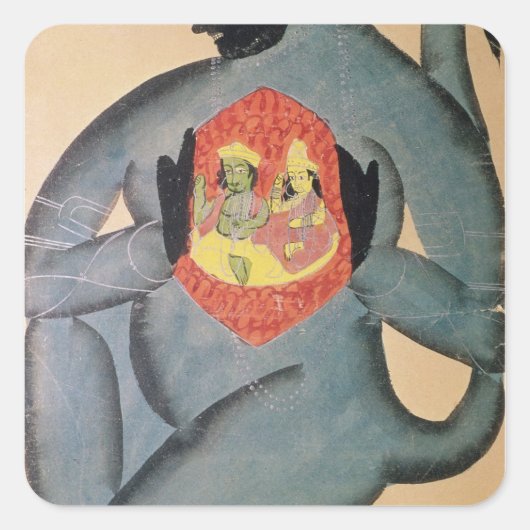 Hanuman onthult Rama en Sita Vierkante Sticker (Voorkant)