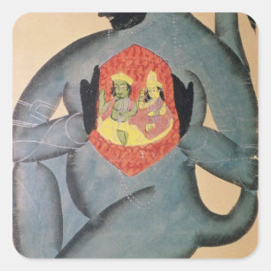 Hanuman onthult Rama en Sita Vierkante Sticker