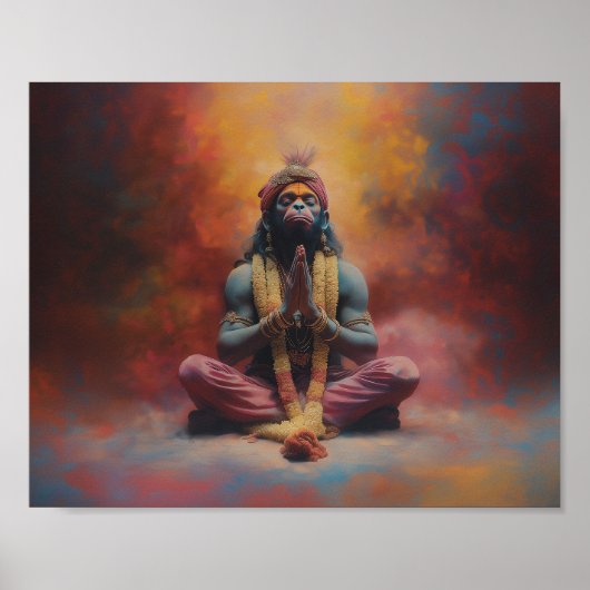 Hanuman Pastel Regenboog Kleur Splash Schilderkuns Poster (Voorkant)