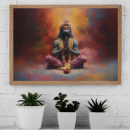 Hanuman Pastel Regenboog Kleur Splash Schilderkuns Poster