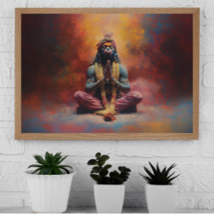 Hanuman Pastel Regenboog Kleur Splash Schilderkuns Poster