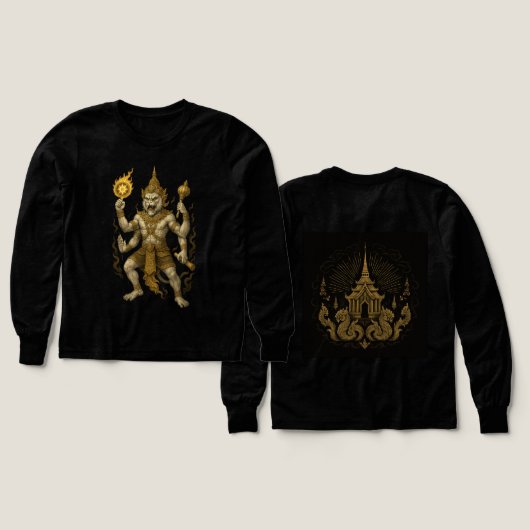 Hanuman Thai Temple T-Shirt – Mythical Warrior Str (Voorkant /achterkant)