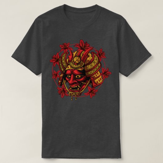 Hanya Samurai Oni Masker, Demon Art Face Harajuku  T-shirt (Design voorkant)
