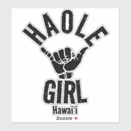 HAOLE GIRL SHAKA HAWAII STICKER