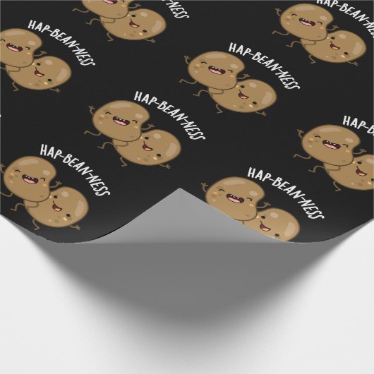 Hap-bean-ness Funny Bean Pun Dark BG Cadeaupapier (Hoek)