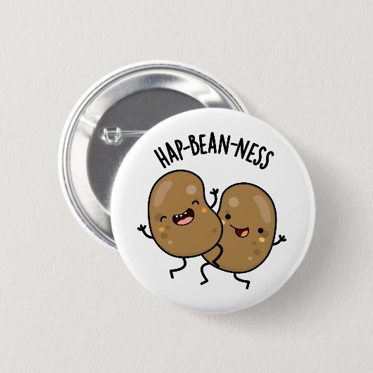 Hap-bean-ness Funny Bean Pun Ronde Button 5,7 Cm (Voorkant /achterkant)