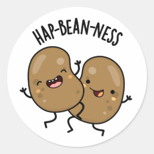 Hap-bean-ness Funny Bean Pun Ronde Sticker