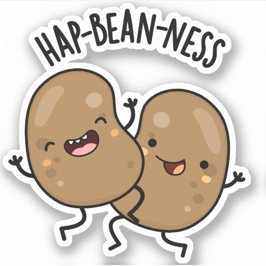 Hap-bean-ness Funny Bean Pun Sticker (Voorkant)