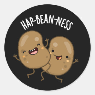 Hap-bean-ness Grappige Bean Puns Donker BG Ronde Sticker