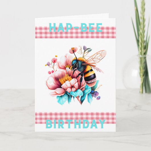 Hap-Bee Birthday Kaart (Voorkant)