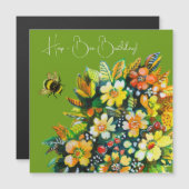 Hap - Bee Birthday Magnetische Uitnodiging (Voorkant / Achterkant)