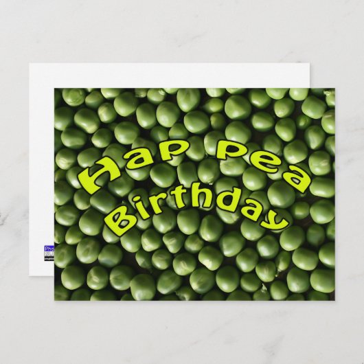 Hap Pea Birthday Briefkaart (Voorkant / Achterkant)